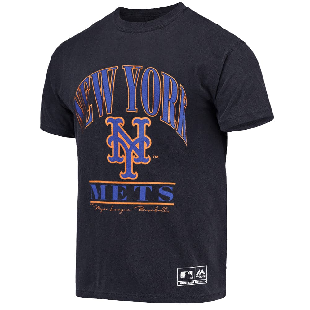 Majestic Athletic T-Shirts New York Mets Majestic MLB Classic Arch Vintage T-Shirt - Faded Black