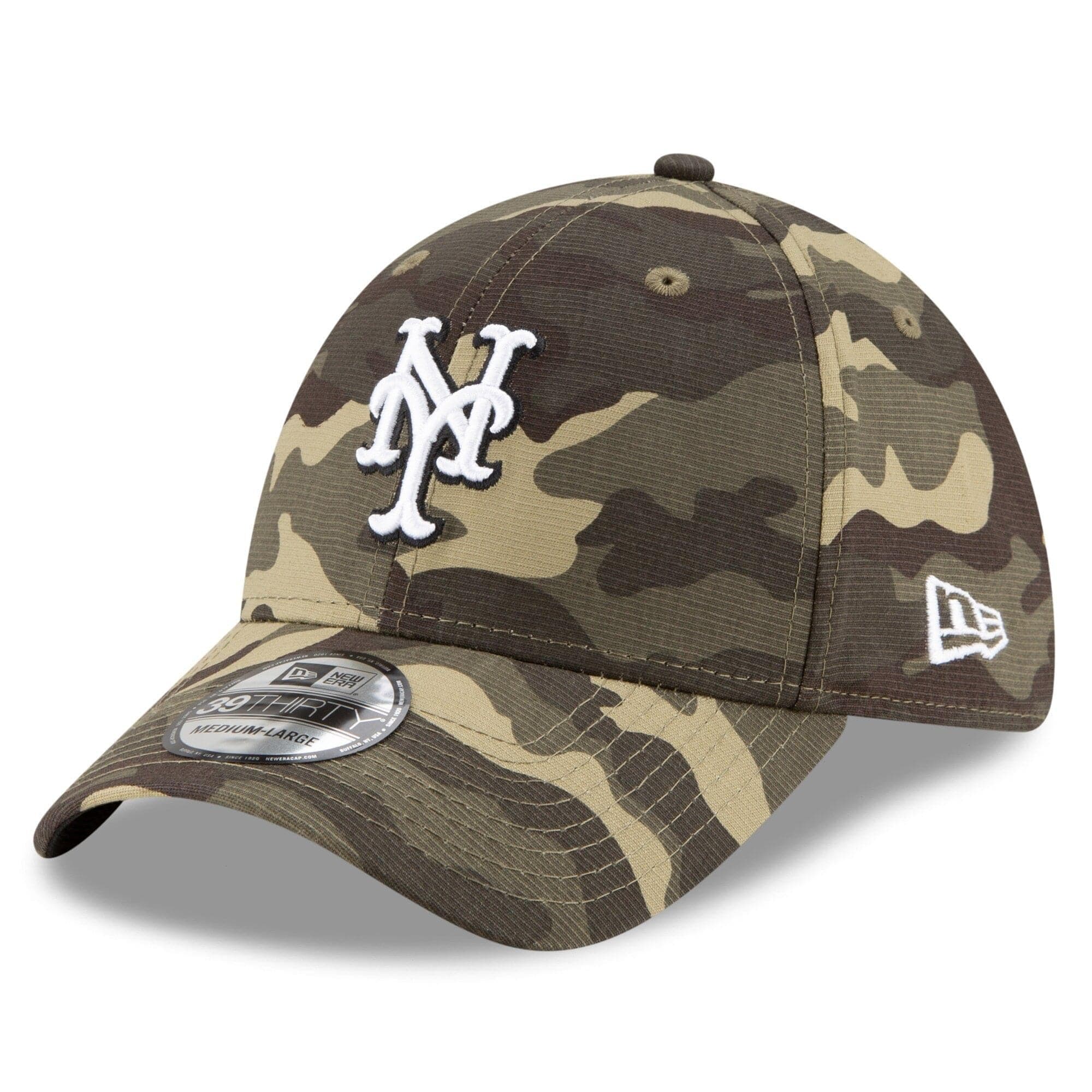 New Era Caps New York Mets New Era MLB 2021 Armed Forces 39THIRTY Flex Fit Curve Hat - Camo