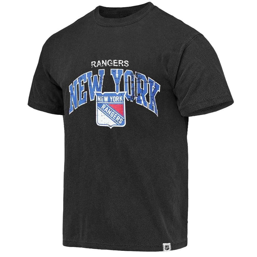 Majestic Athletic T-Shirts New York Rangers Majestic NHL Acid Wash Arch Vintage T-Shirt - Faded Black