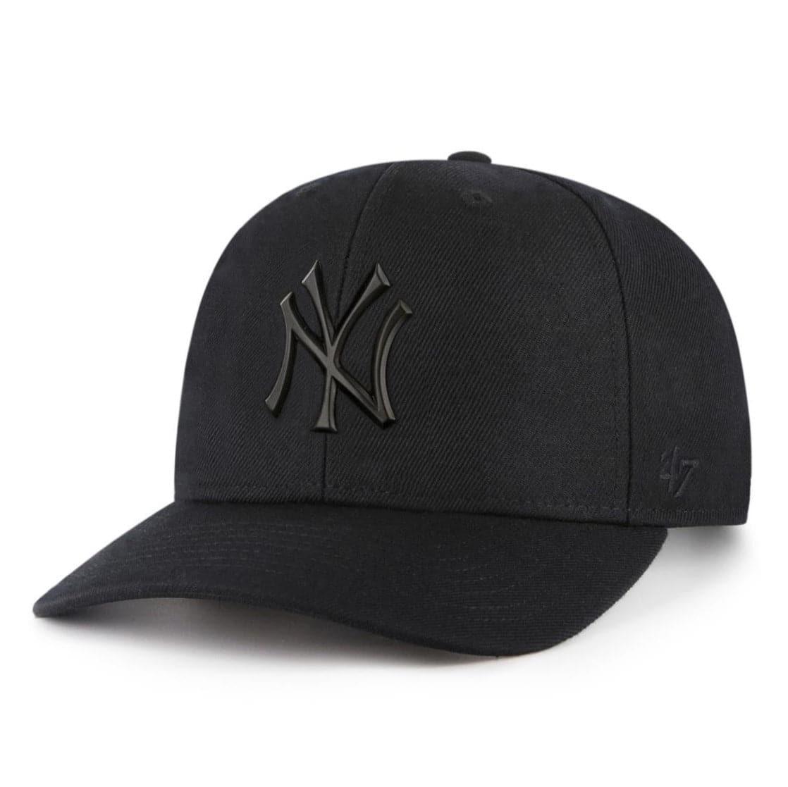 47 Brand Caps New York Yankees ‘47 MLB All Black Caster MVP DP Pre-Curved Snapback Hat - Black