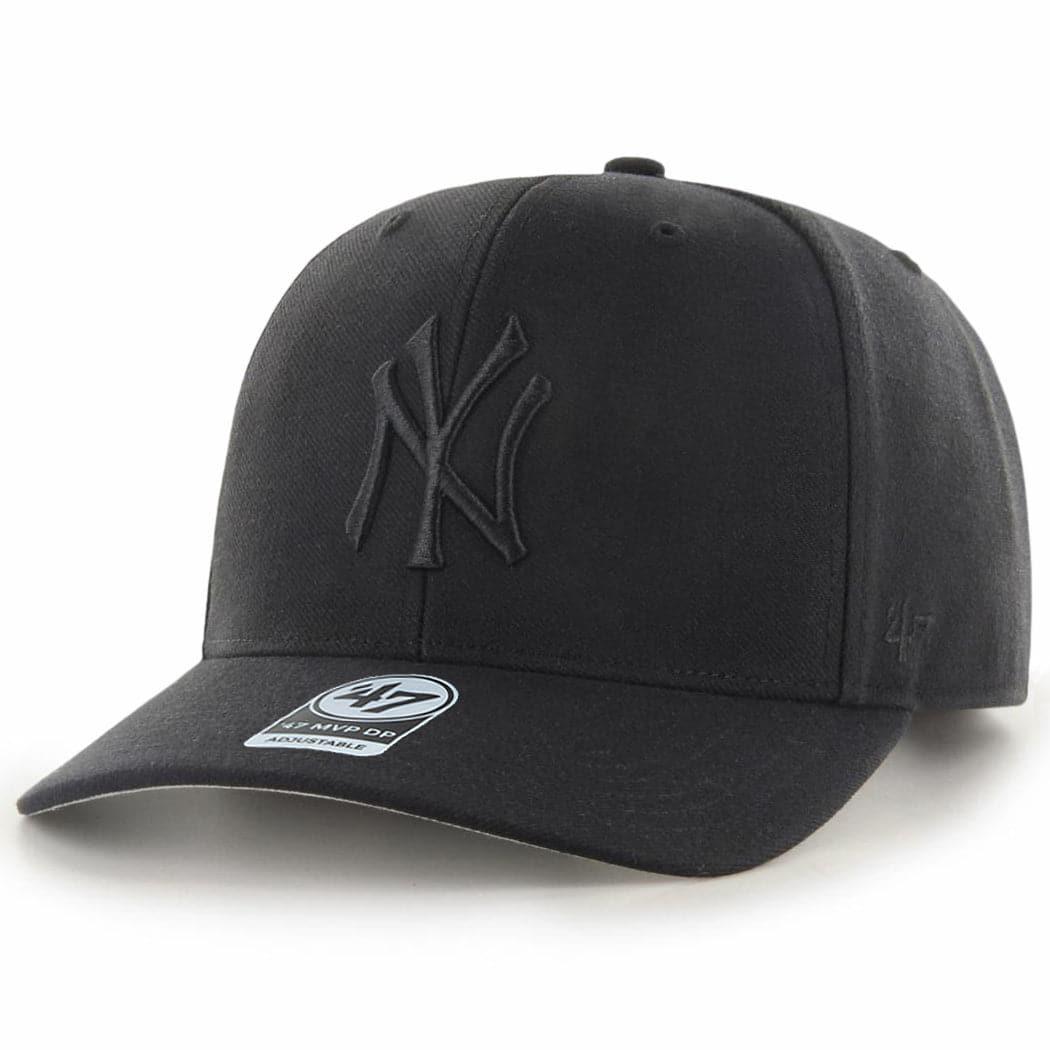 47 Brand Caps New York Yankees '47 MLB Black On Black MVP DP Pre-Curved Snapback Hat - Black