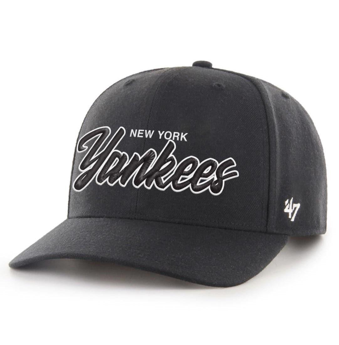 47 Brand Caps New York Yankees ‘47 MLB Street Script MVP DP Pre-Curved Snapback Hat - Black