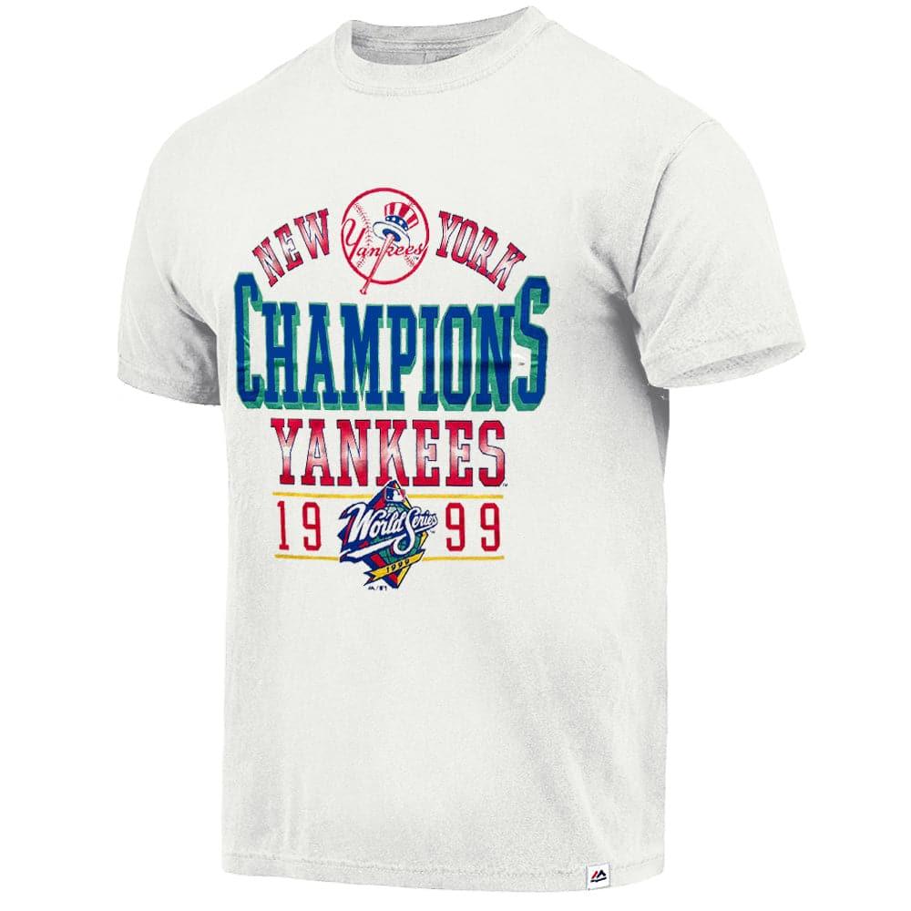 Majestic Athletic T-Shirts New York Yankees Majestic MLB 1999 World Champs Vintage T-Shirt - Vintage White