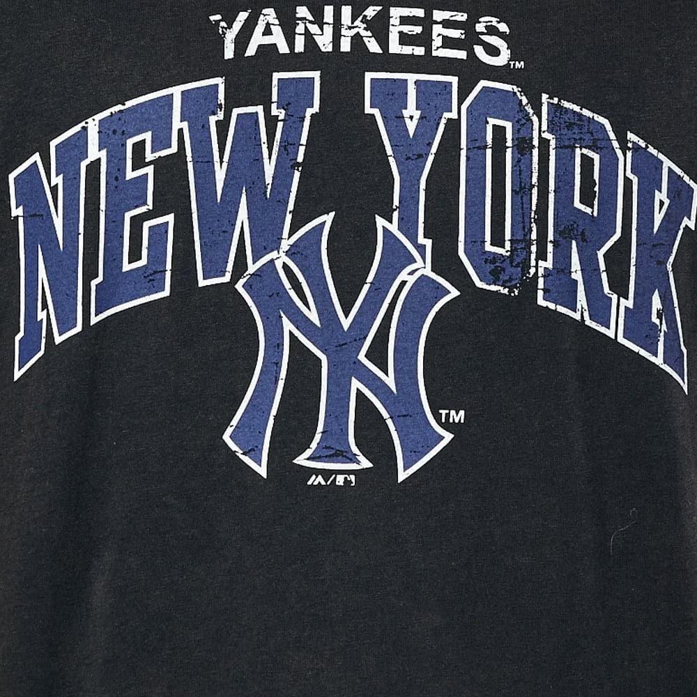 Majestic Athletic T-Shirts New York Yankees Majestic MLB Acid Wash Arch Vintage T-Shirt - Faded Black