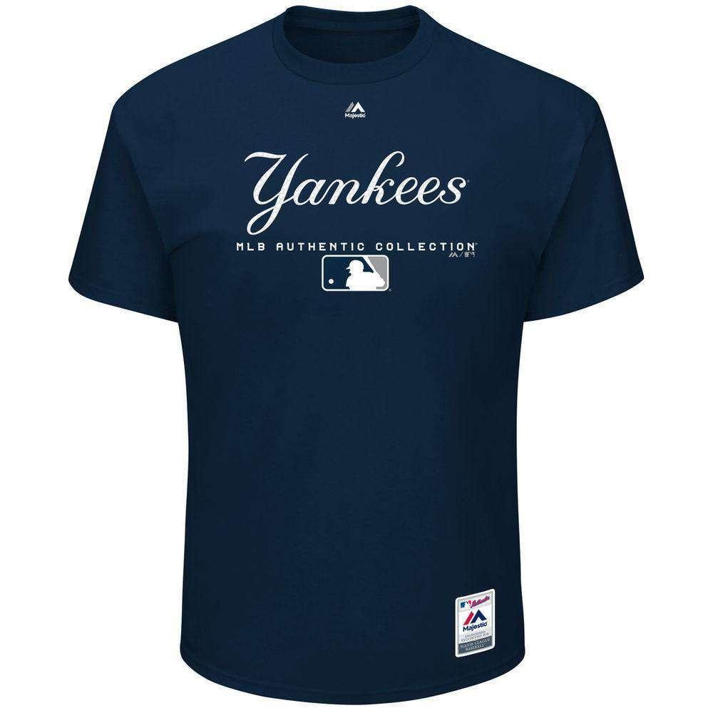 Majestic Athletic T-Shirts New York Yankees Majestic MLB Authentic Team Drive T-Shirt - Navy