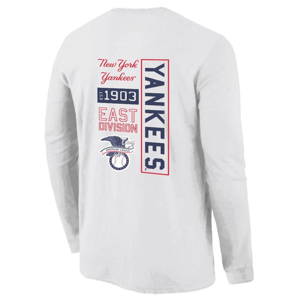 Majestic Athletic Long Sleeve Tees New York Yankees Majestic MLB Gramer Long Sleeve T-Shirt - White