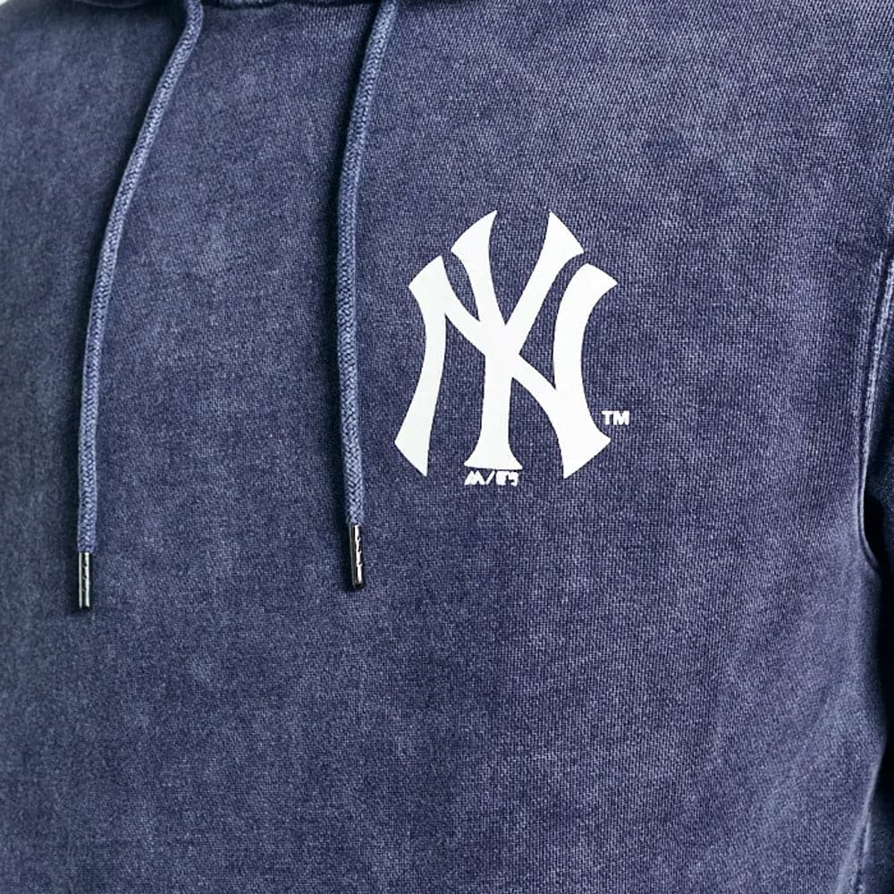 Majestic Athletic Jumpers New York Yankees Majestic MLB Washed Duke Hoodie Jumper - French Blue