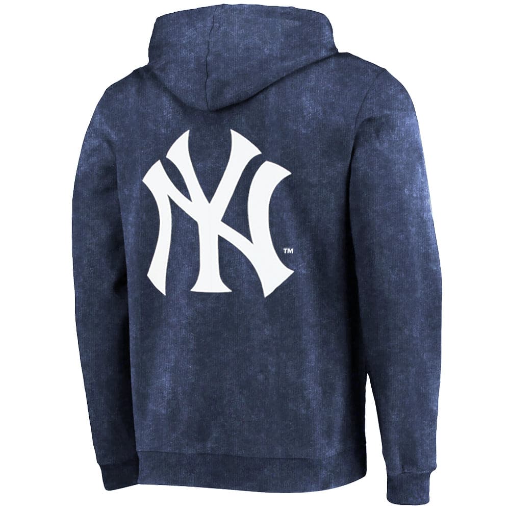 Majestic Athletic Jumpers New York Yankees Majestic MLB Washed Duke Hoodie Jumper - French Blue