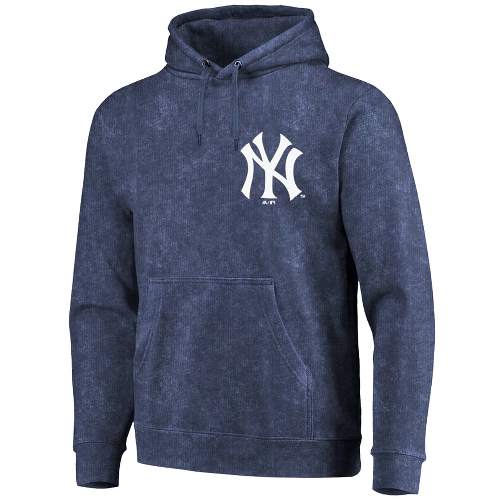 Majestic Athletic Jumpers New York Yankees Majestic MLB Washed Duke Hoodie Jumper - French Blue
