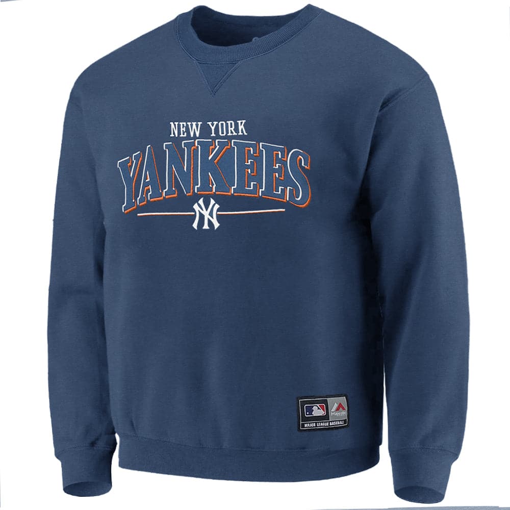 Majestic Athletic Jumpers New York Yankees MLB Double Shadow Vintage Crew Jumper - Navy