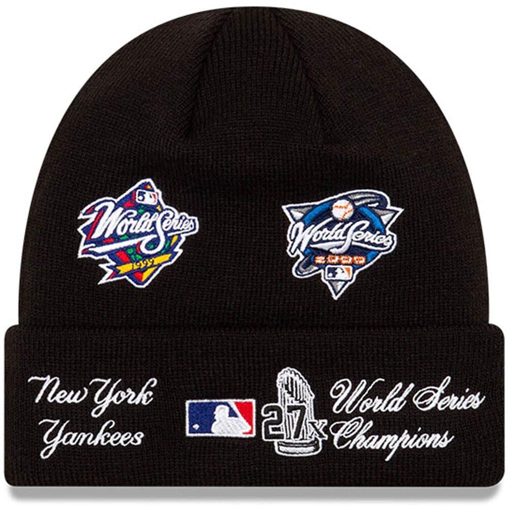 New Era Beanies New York Yankees New Era MLB All Over Champions Cuffed Knit Beanie - Black