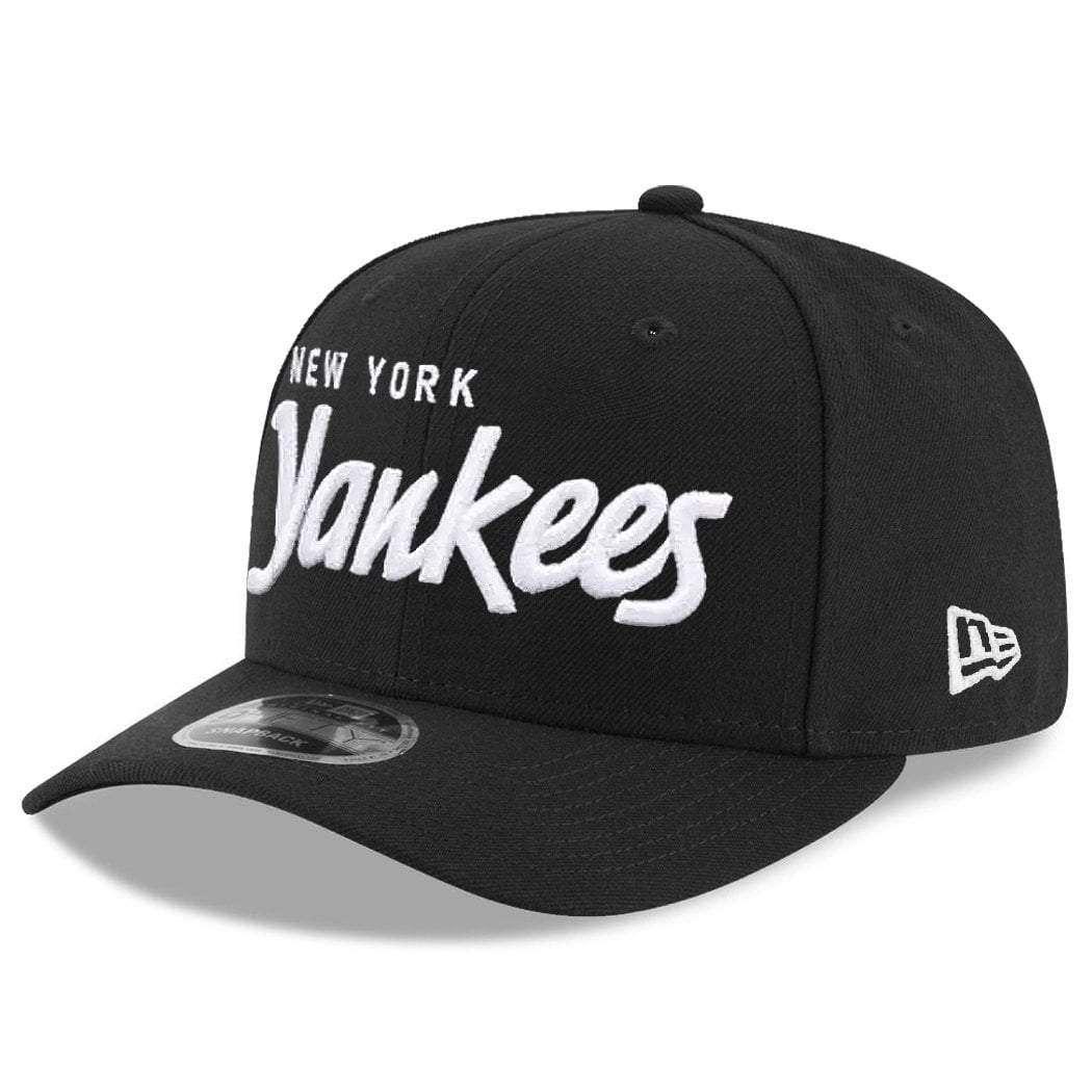 New Era Caps New York Yankees New Era MLB Black & White Script Pre-Curved OF 9FIFTY Snapback Hat