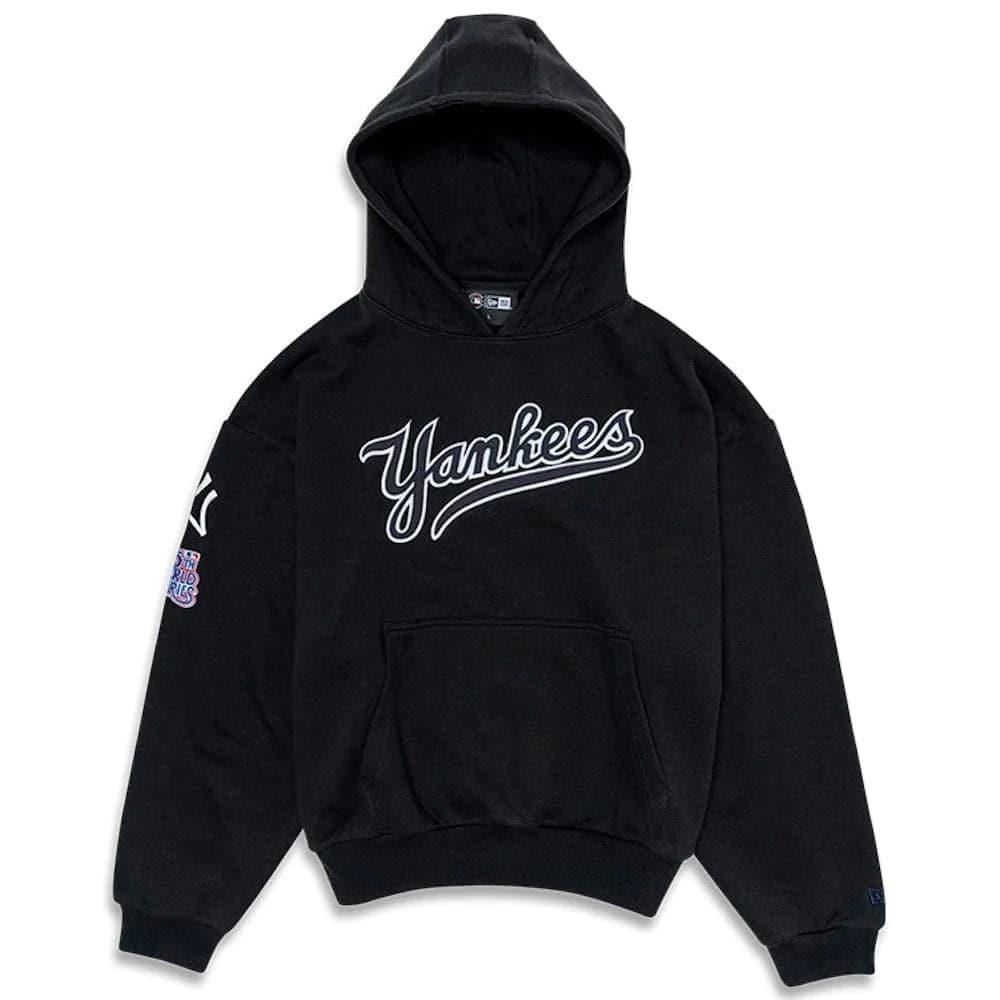 New Era Jumpers New York Yankees New Era MLB Oversized Lockstitch Script Hoodie - Black