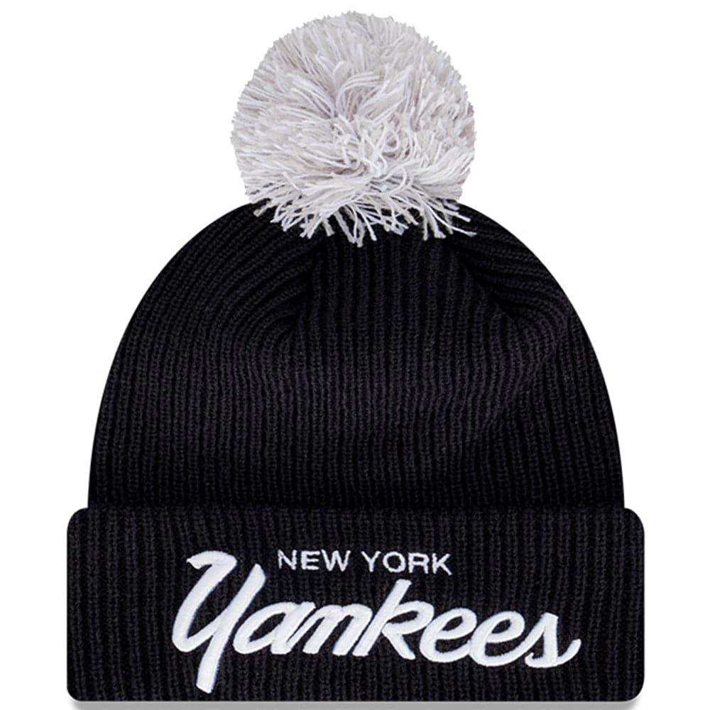 New Era Beanies New York Yankees New Era MLB Pom Script Beanie - Navy