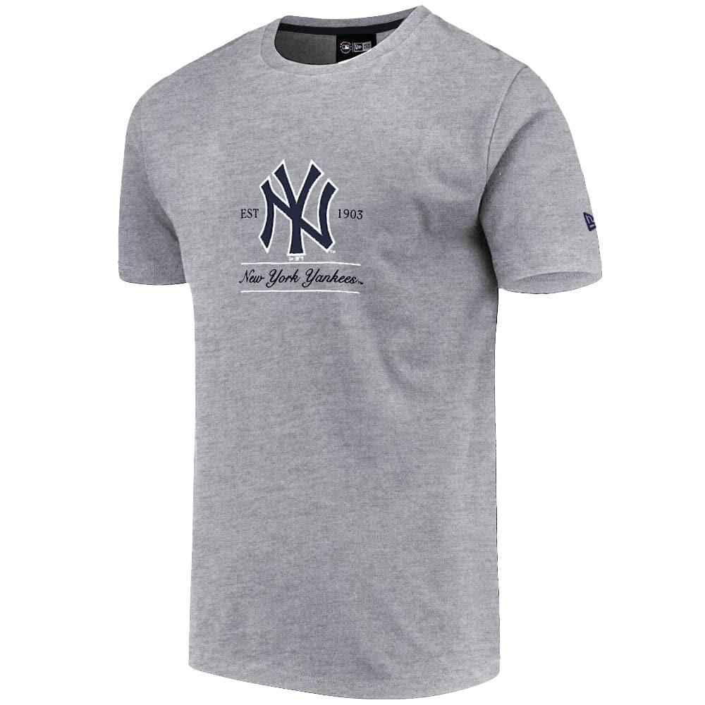 New Era T-Shirts New York Yankees New Era MLB Team Center Emblem T-Shirt - Heather Grey