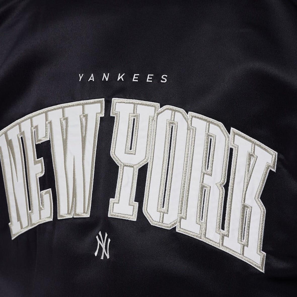 New Era Jackets New York Yankees New Era MLB Team Stencil Satin Button Jacket - Navy