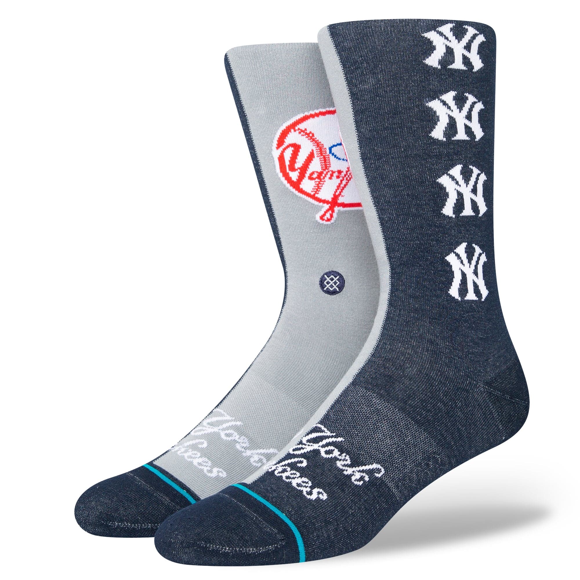 Stance Socks Large (9-12 US) New York Yankees Stance MLB Grey Split Crew Socks - Navy