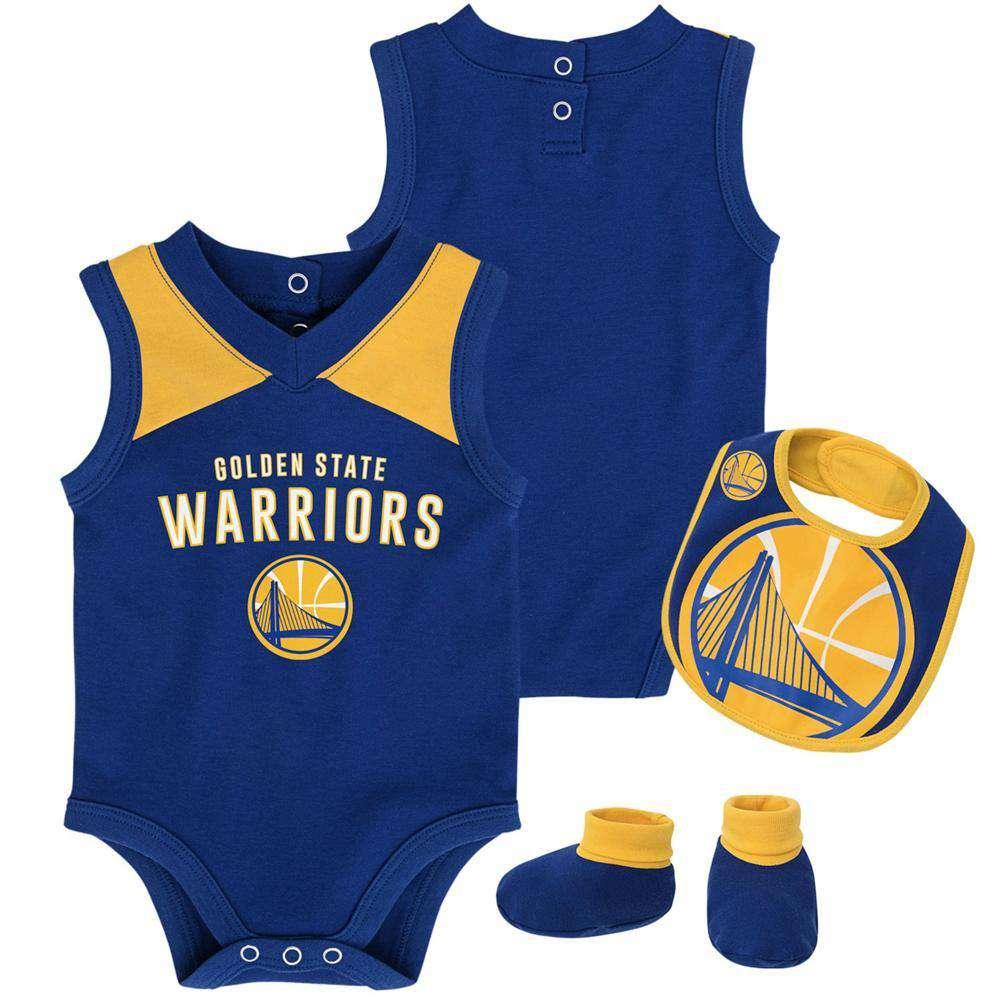 Infants Golden State Warriors Outerstuff NBA Creeper Bib Bootie Set - Blue