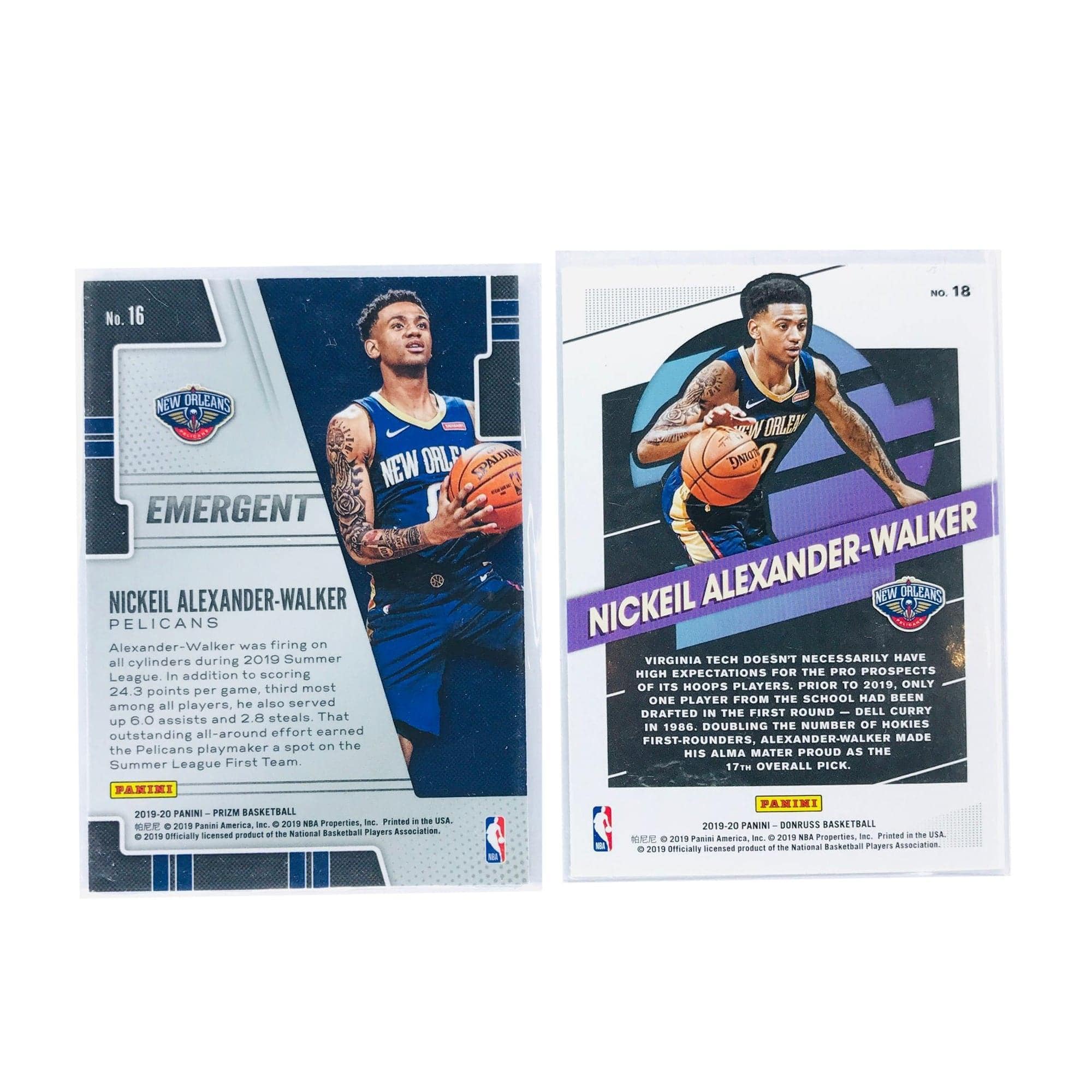 Panini Cards Nickeil Alexander-Walker 19-20 Panini NBA 2 Card Rookie Insert Set