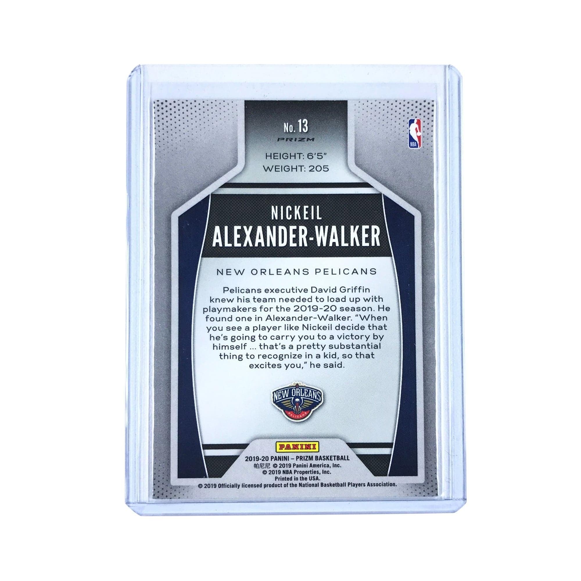 Panini Cards Nickeil Alexander-Walker New Orleans Pelicans Panini Prizm NBA Instant Impact Silver Card