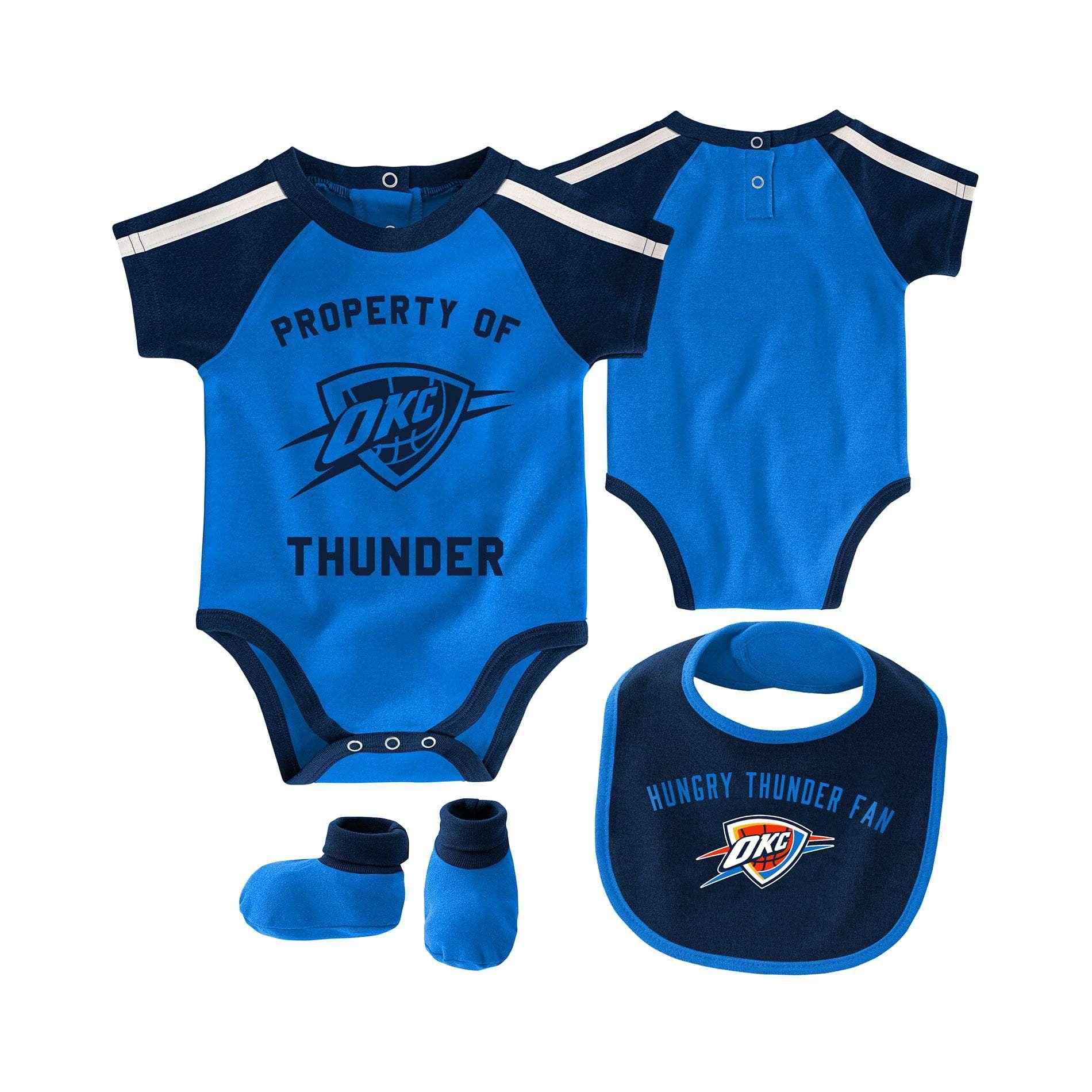 Newborns Oklahoma City Thunder Outerstuff NBA Rebound Creeper Bib & Bootie Set - Navy