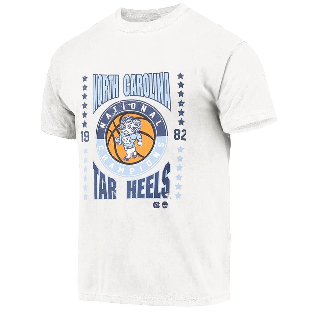 Mitchell And Ness T-Shirts North Carolina Tar Heels Mitchell & Ness NCAA 82 National Champs Vintage T-Shirt - Vintage White
