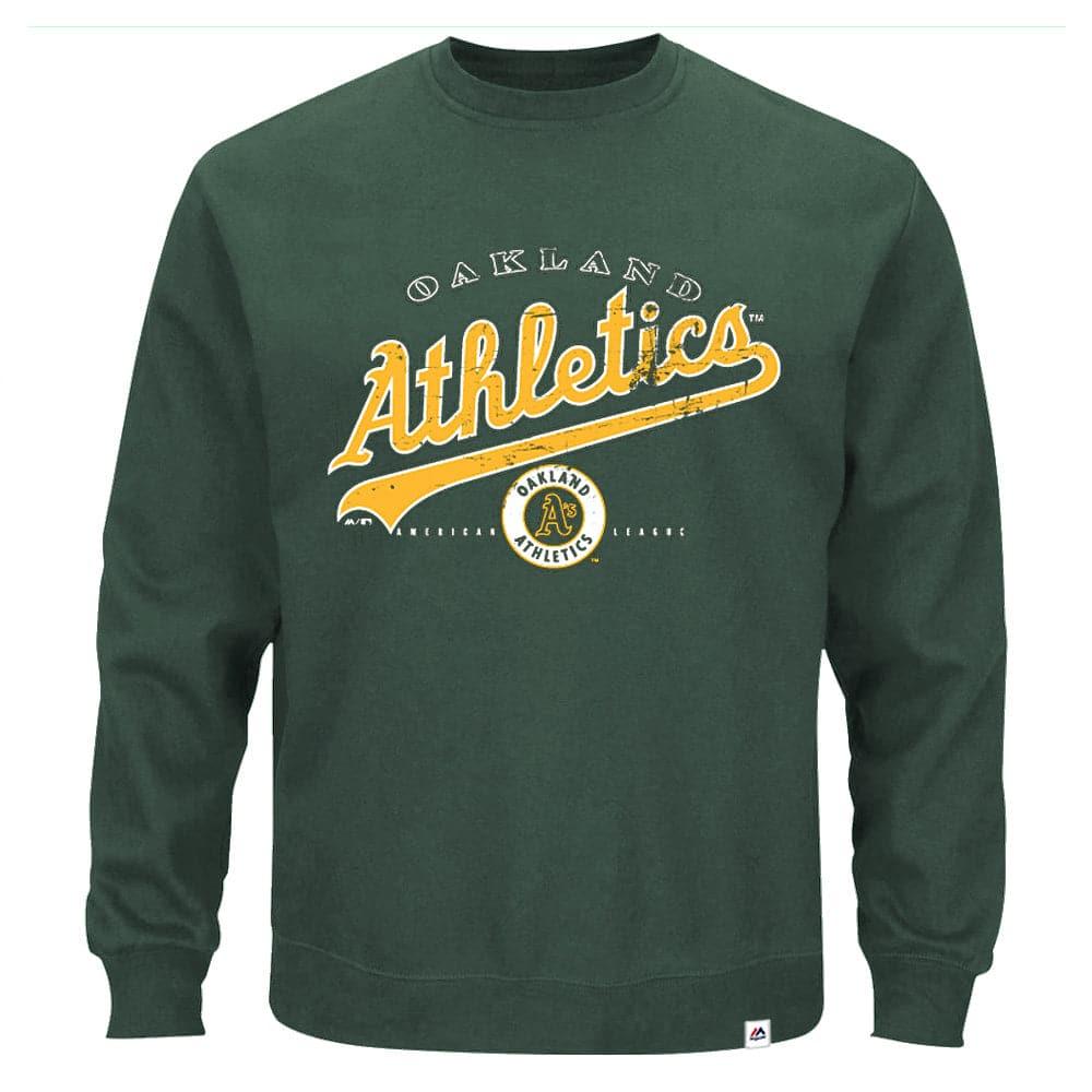 Majestic Athletic Jumpers Oakland Athletics Majestic MLB Vintage Throwback Crew Jumper - Green