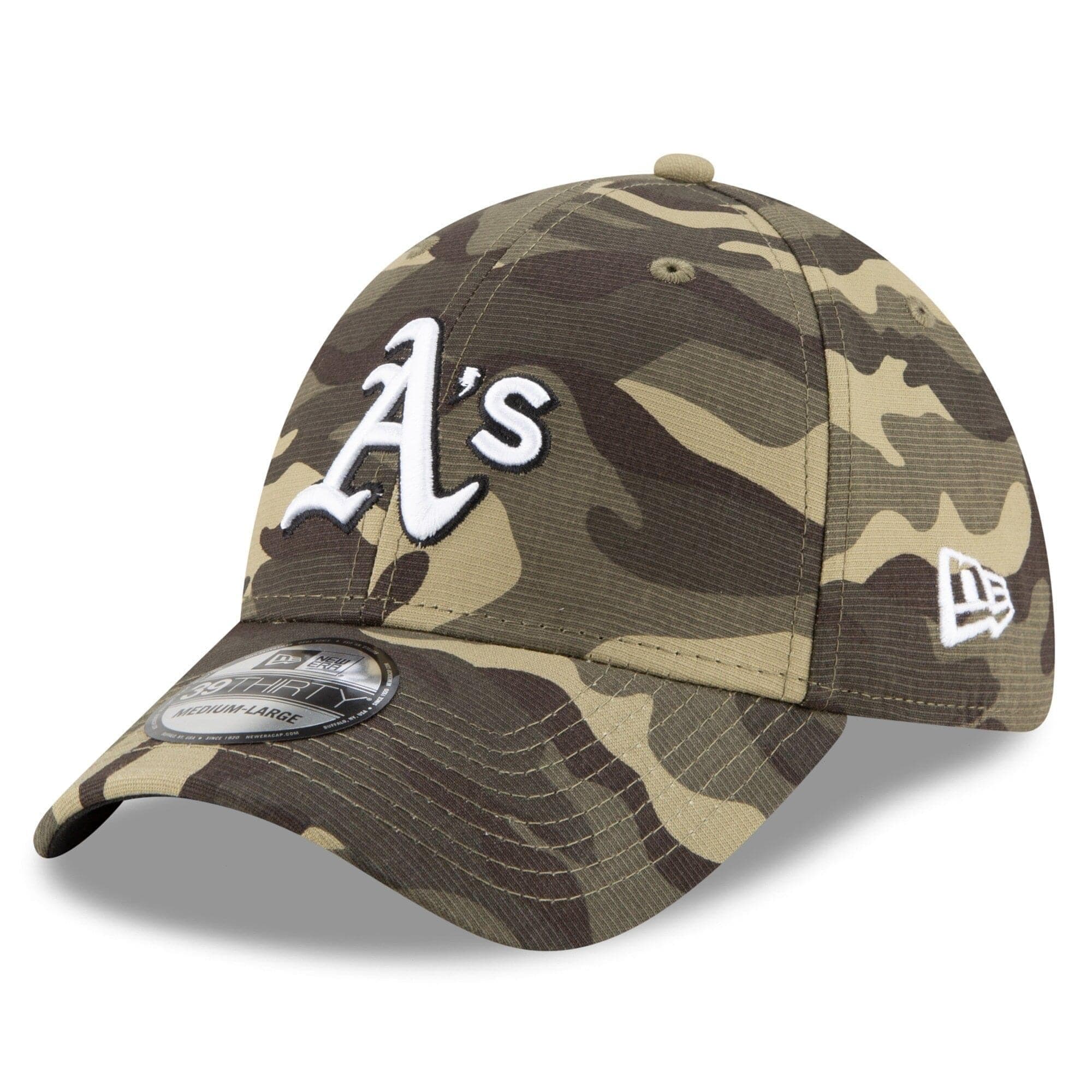 New Era Caps Oakland Athletics New Era MLB 2021 Armed Forces 39THIRTY Flex Fit Curve Hat - Camo