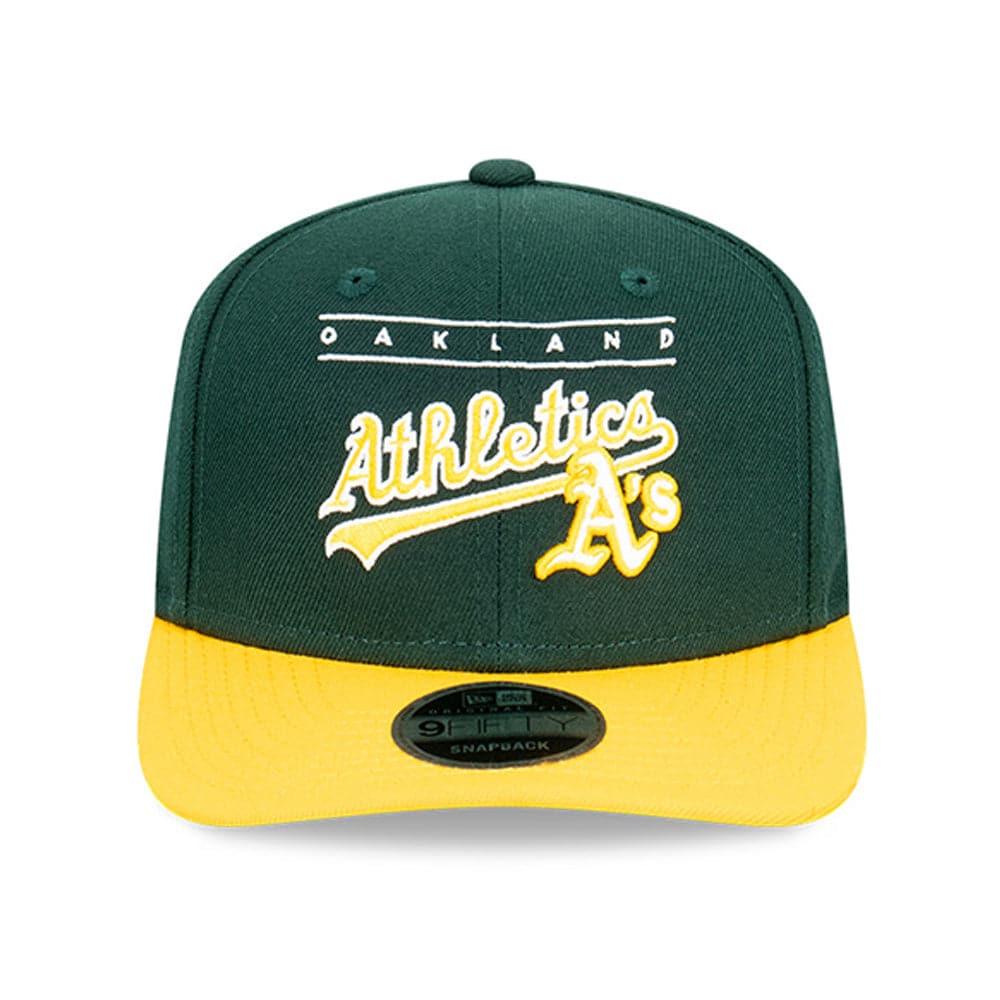 New Era Caps M/L Oakland Athletics New Era MLB Line Script Pre-Curved 9FIFTY OF Snapback Hat - Green