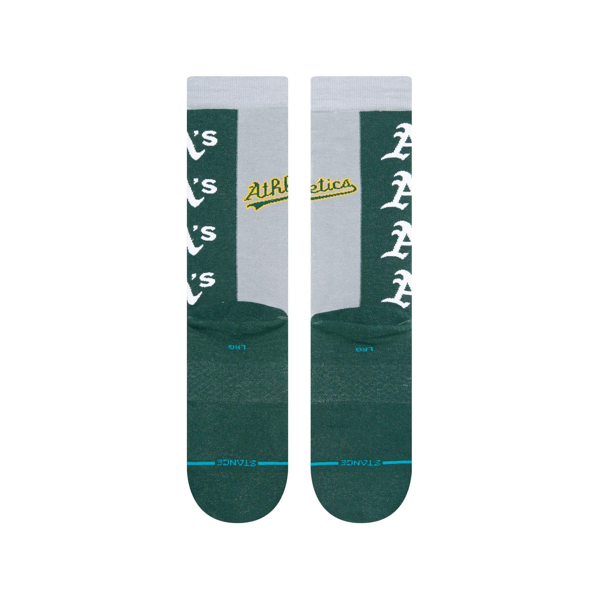 Stance Socks Large (9-12 US) Oakland Athletics Stance MLB Grey Split Crew Socks - Green