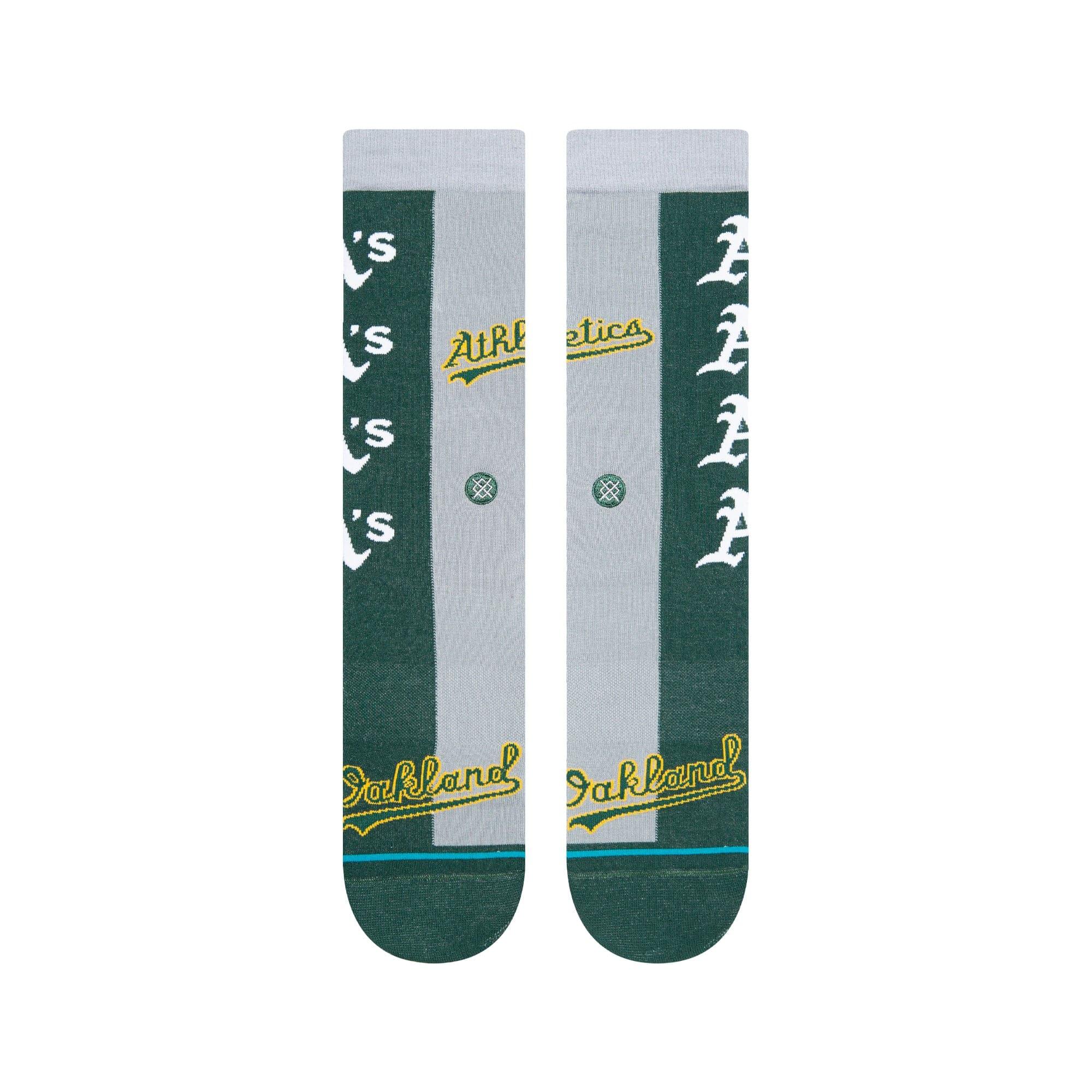 Stance Socks Large (9-12 US) Oakland Athletics Stance MLB Grey Split Crew Socks - Green