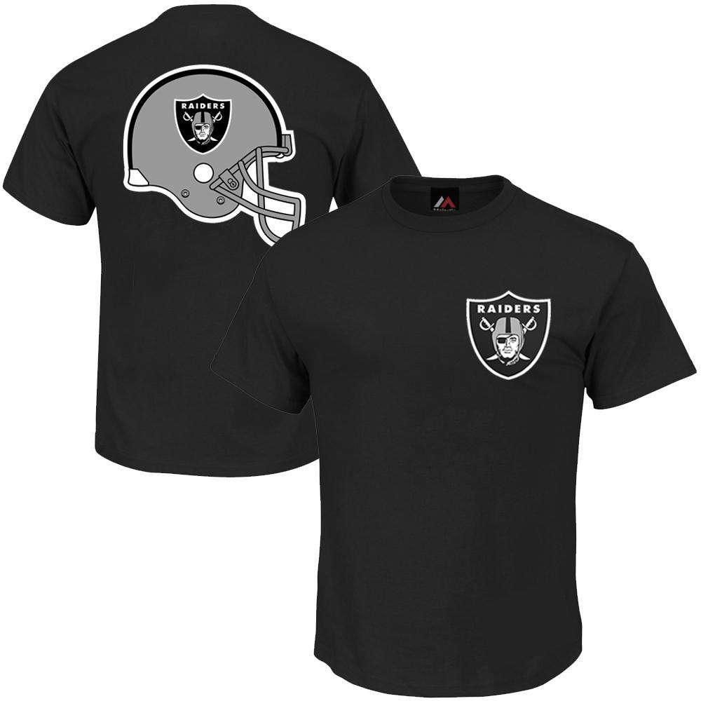 Majestic Athletic T-Shirts Oakland Raiders Majestic NFL Helmet Logo T-Shirt - Black