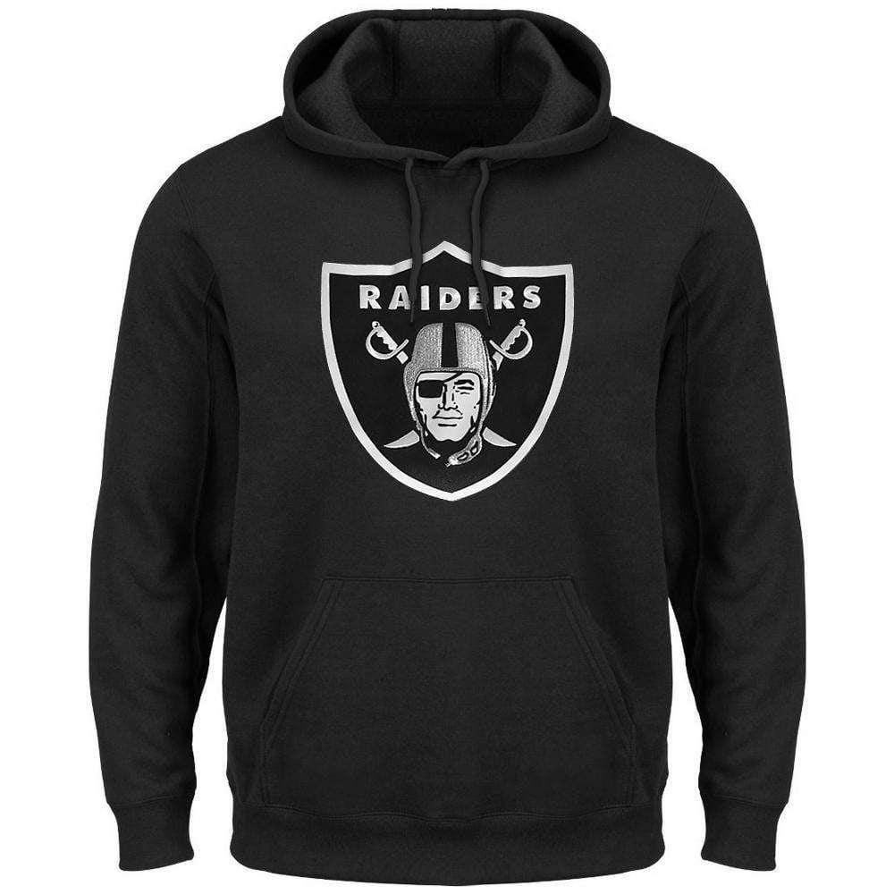 Majestic Athletic Jumpers Oakland Raiders Majestic NFL Tek Patch Hoodie Jumper - Black