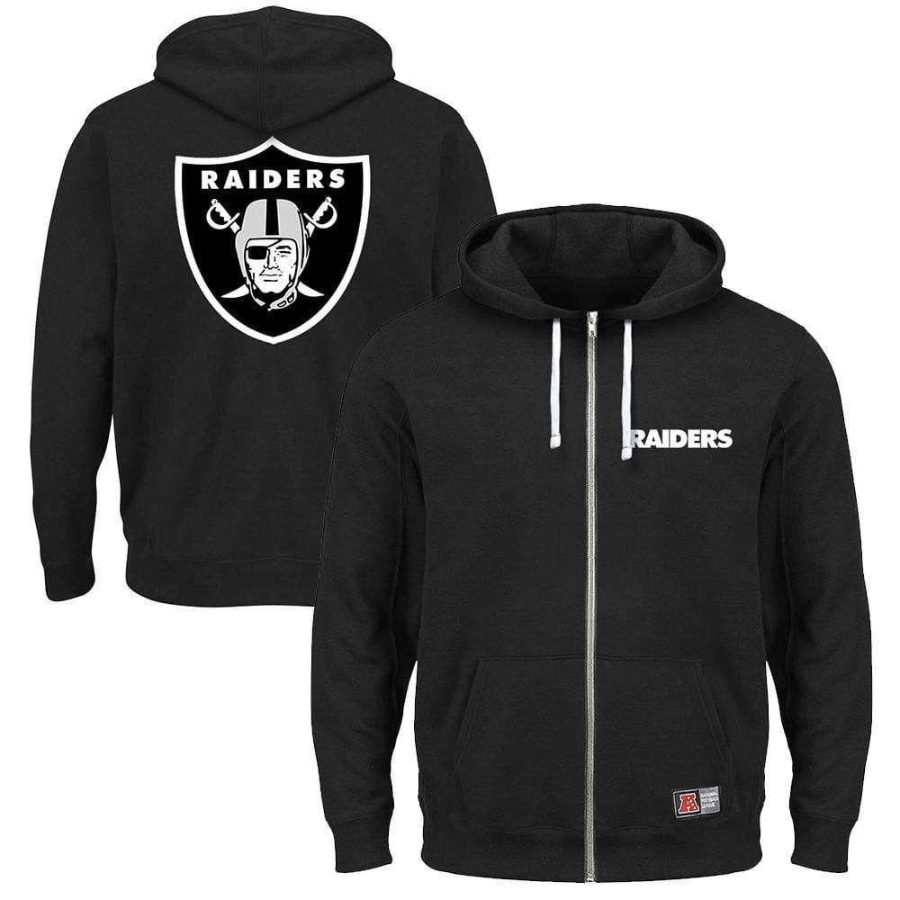 Majestic Athletic Jumpers Oakland Raiders Majestic NFL Wordmark Zip Hoodie Jumper - Black