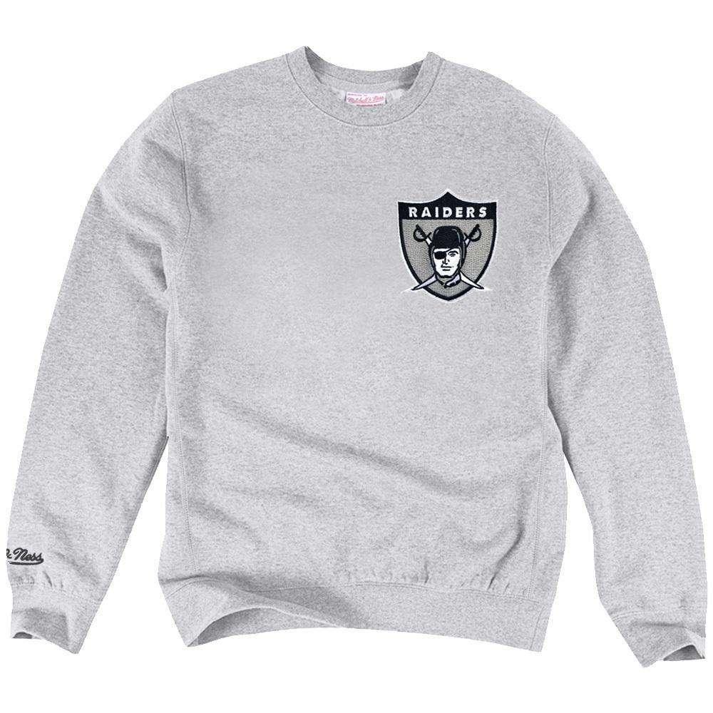 Mitchell And Ness Jumpers Oakland Raiders Mitchell & Ness NFL Playoff Win 2 Crew Jumper - Grey