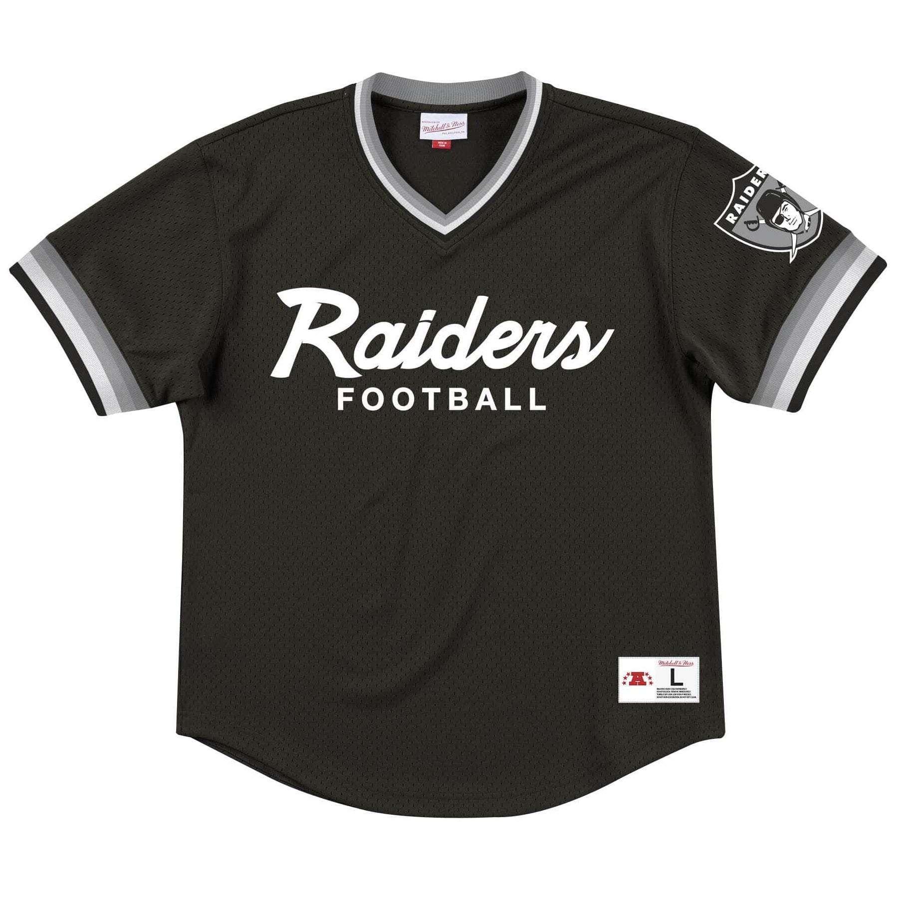 Mitchell And Ness T-Shirts Oakland Raiders Mitchell & Ness NFL Special Script Mesh V-Neck - Black
