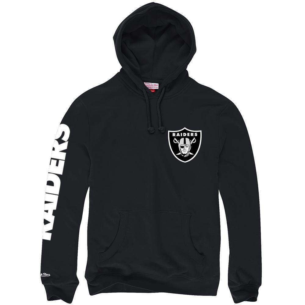 Mitchell And Ness Jumpers Oakland Raiders Mitchell & Ness NFL Wordmark Hoodie Jumper - Black