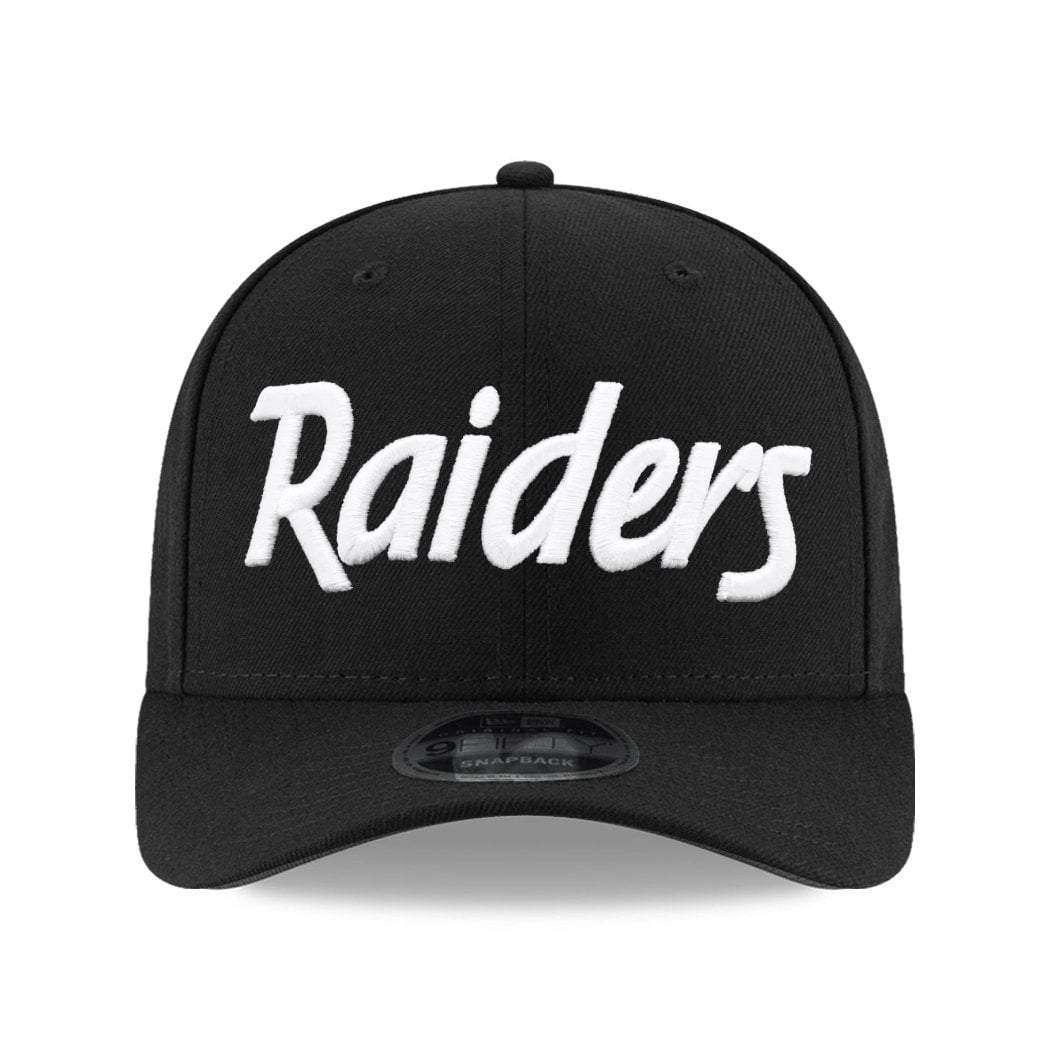 New Era Caps Oakland Raiders New Era NFL Black & White Script Pre-Curved OF 9FIFTY Snapback Hat