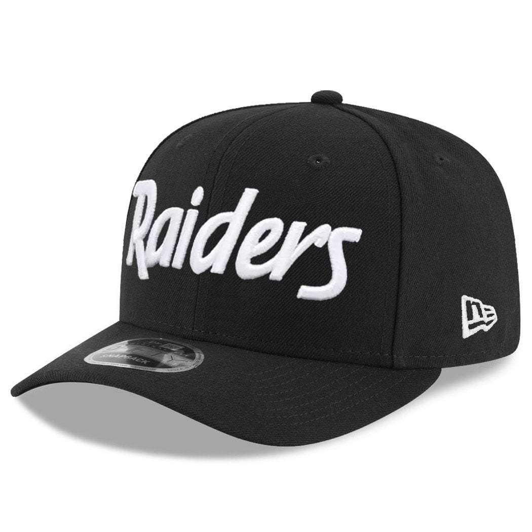 New Era Caps Oakland Raiders New Era NFL Black & White Script Pre-Curved OF 9FIFTY Snapback Hat