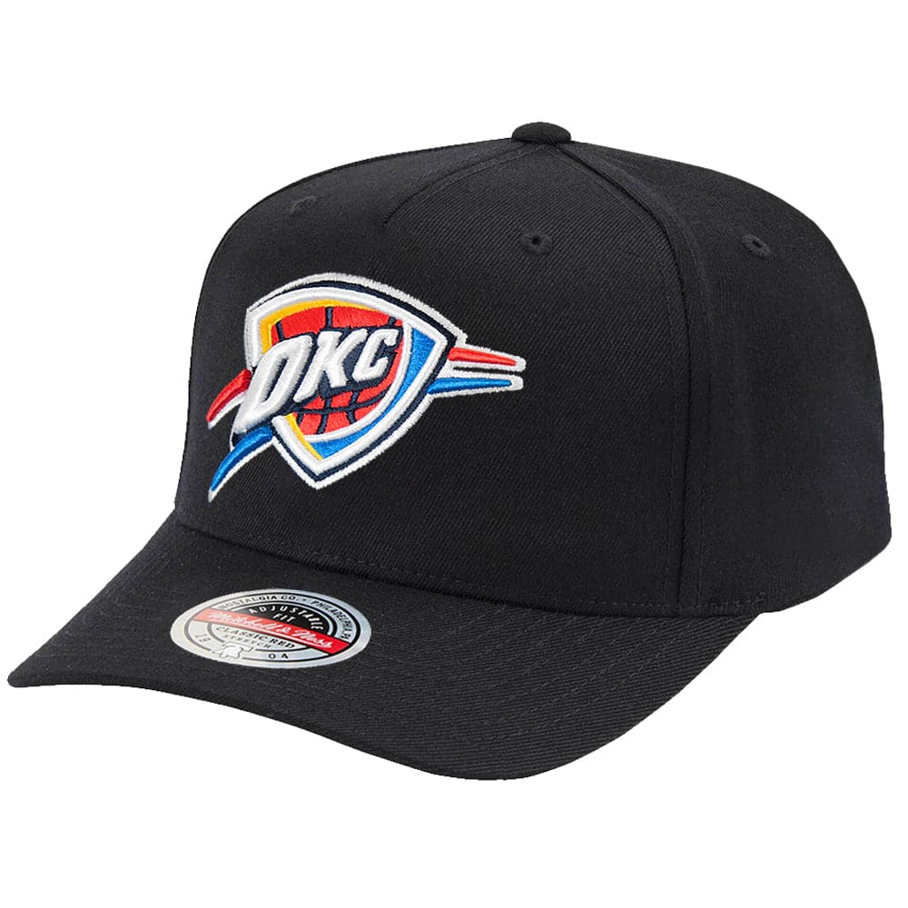 Mitchell And Ness Caps Oklahoma City Thunder Mitchell & Ness NBA Team Classic Red Snapback Hat - Black
