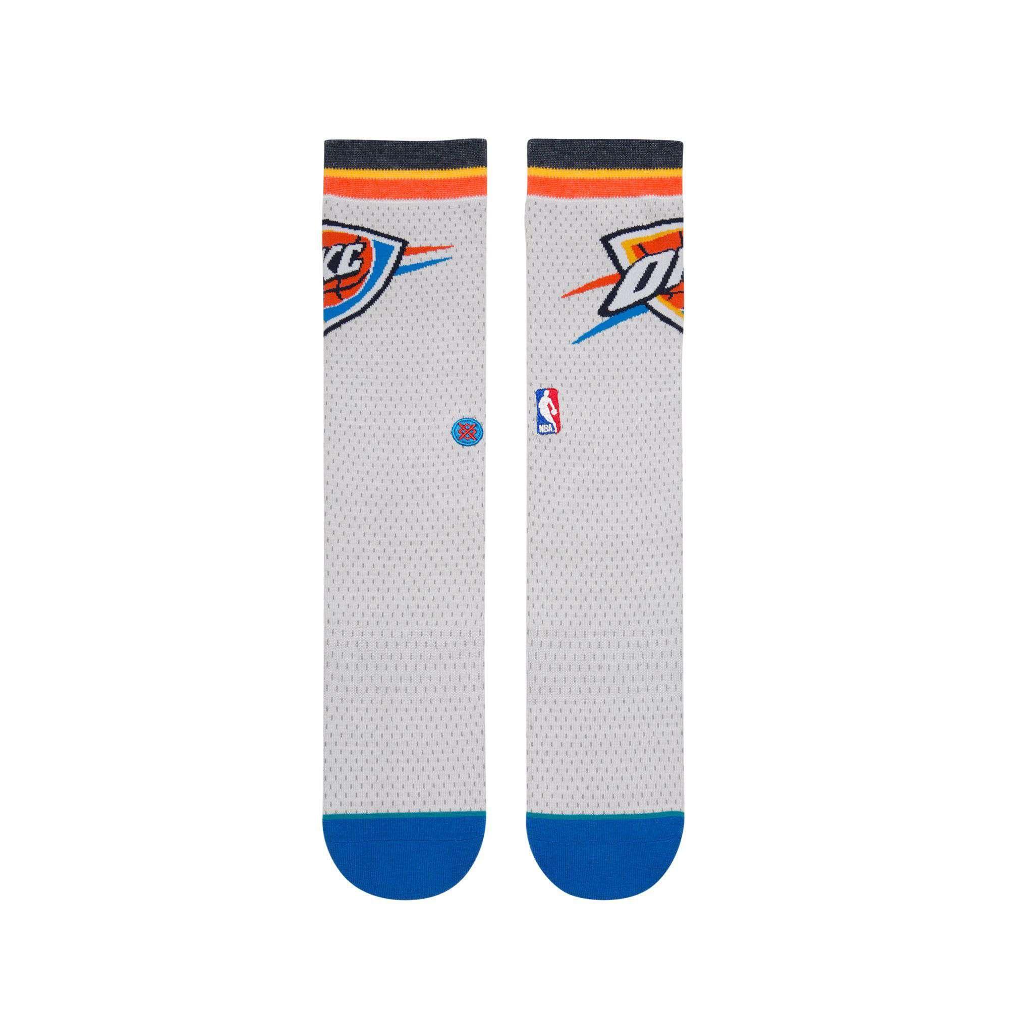 Stance Socks Large (9-12 US) Oklahoma City Thunder Stance NBA Jersey Crew Socks - White