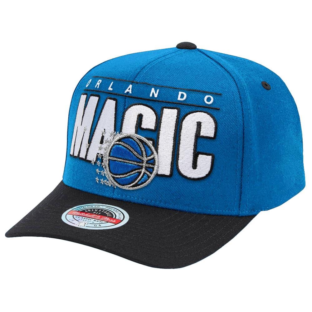 Mitchell And Ness Caps Orlando Magic Mitchell & Ness NBA Billboard Classic Red Curve Snapback Hat - Blue