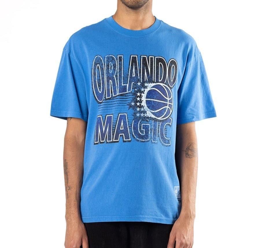 Mitchell And Ness T-Shirts Orlando Magic Mitchell & Ness NBA Incline Stack Vintage T-Shirt - Faded Royal