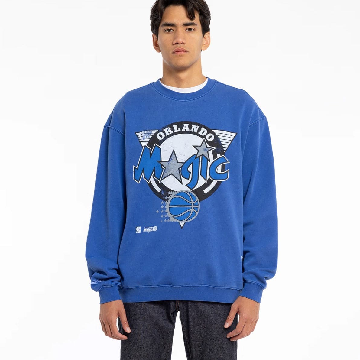Mitchell And Ness Jumpers Orlando Magic Mitchell & Ness NBA On Point Vintage Crew Jumper - Faded Blue