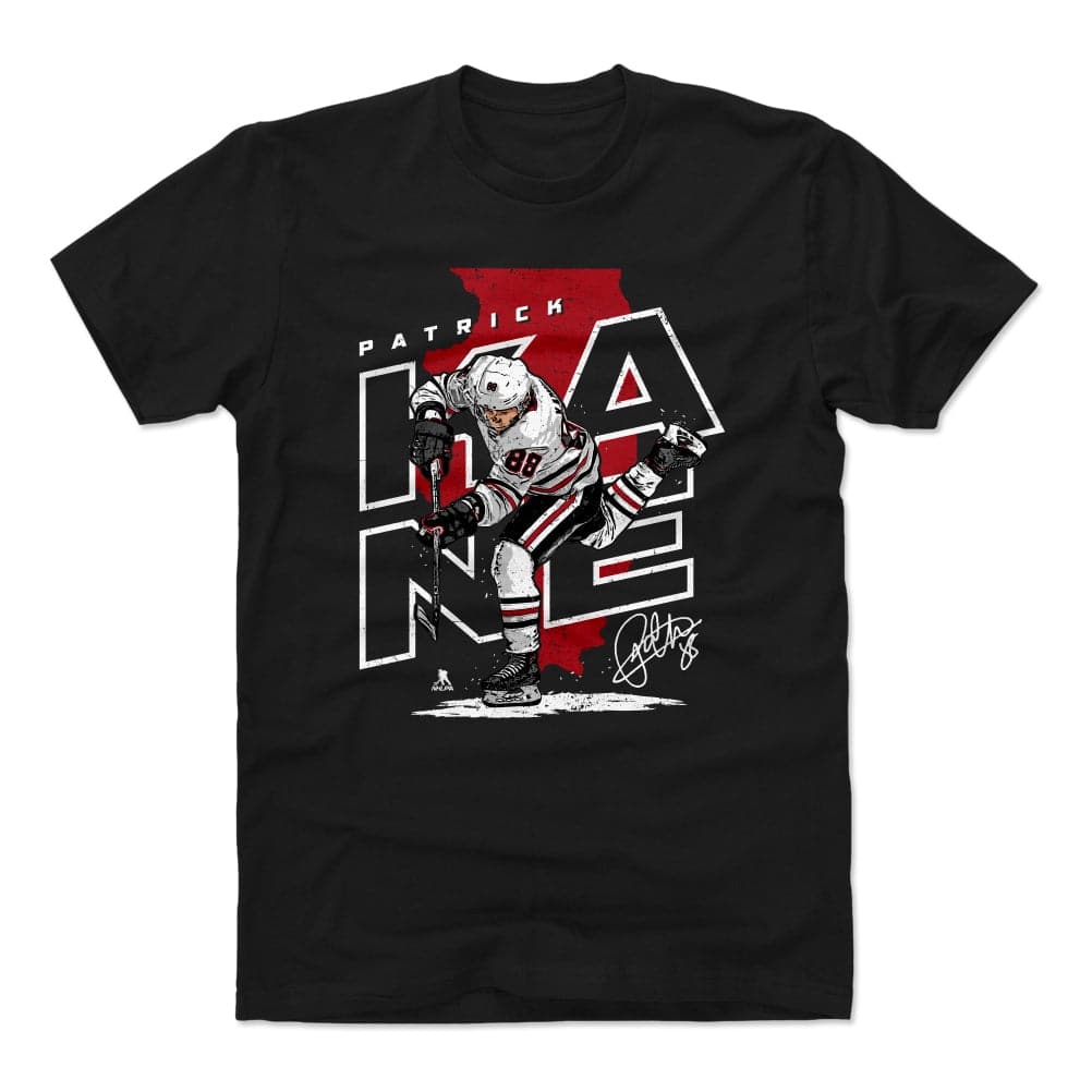 500 Level T-Shirts Patrick Kane Chicago Blackhawks 500 Level NHL Map T-Shirt - Black