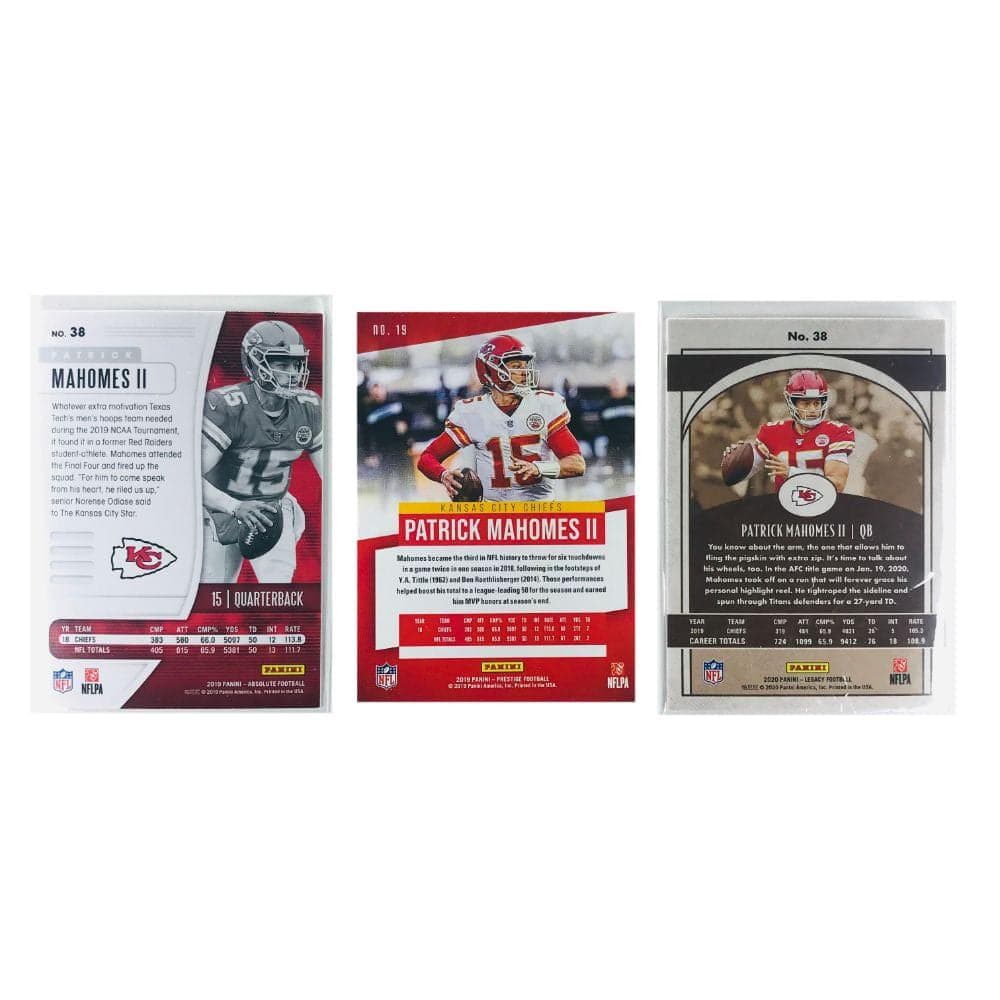 Panini Cards Patrick Mahomes Kansas City Chiefs Panini NFL 3 Base Card Set