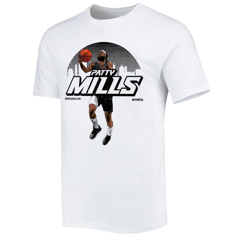 500 Level T-Shirts Patty Mills Brooklyn Nets 500 Level NBA Skyline T-Shirt - White