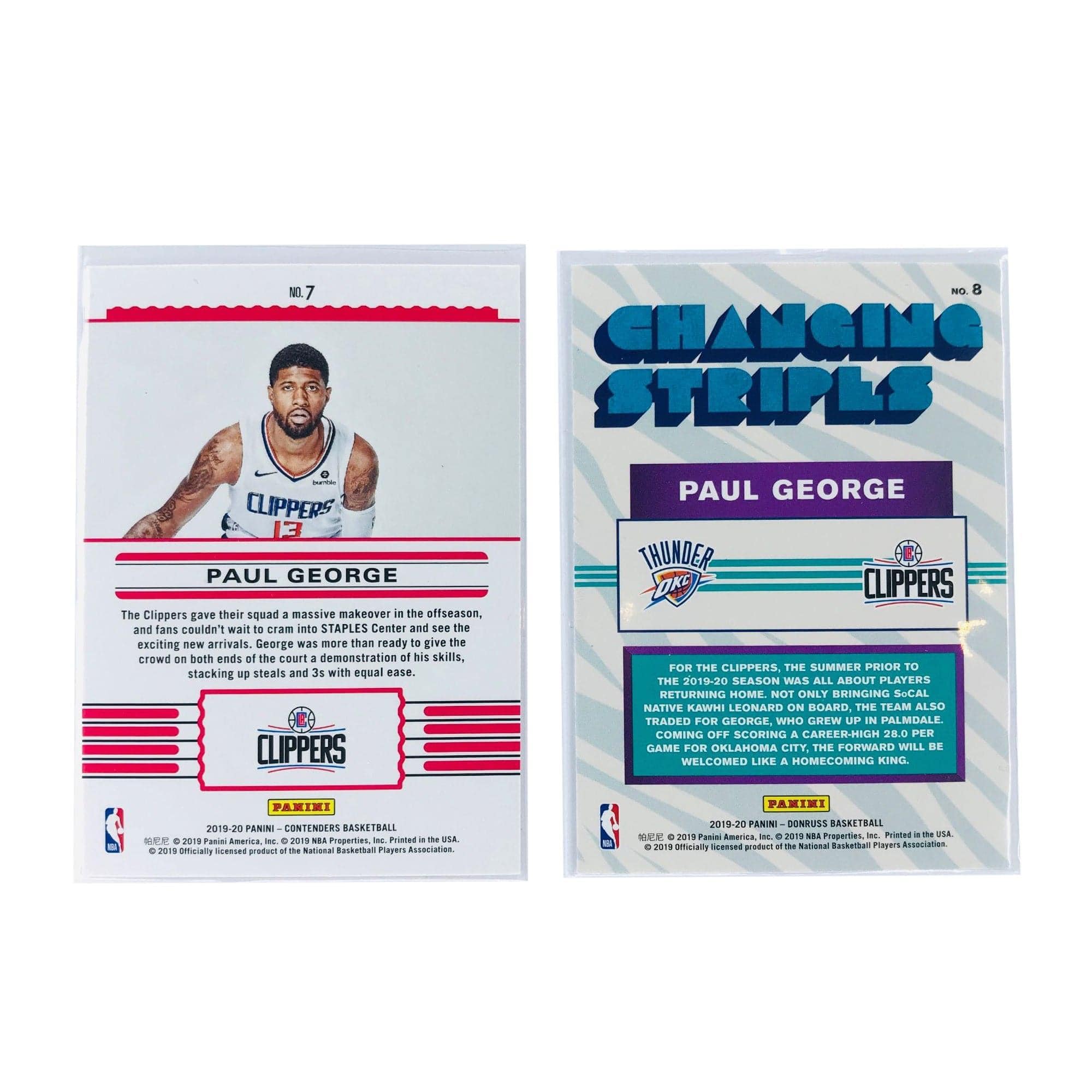 Panini Cards Paul George Los Angeles Clippers 19-20 Panini NBA 2 Card Set
