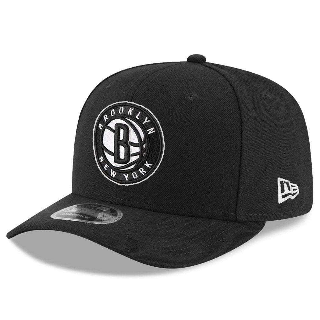 Brooklyn Nets New Era NBA Team Logo OF 9FIFTY Pre-Curved Snapback Hat - Black