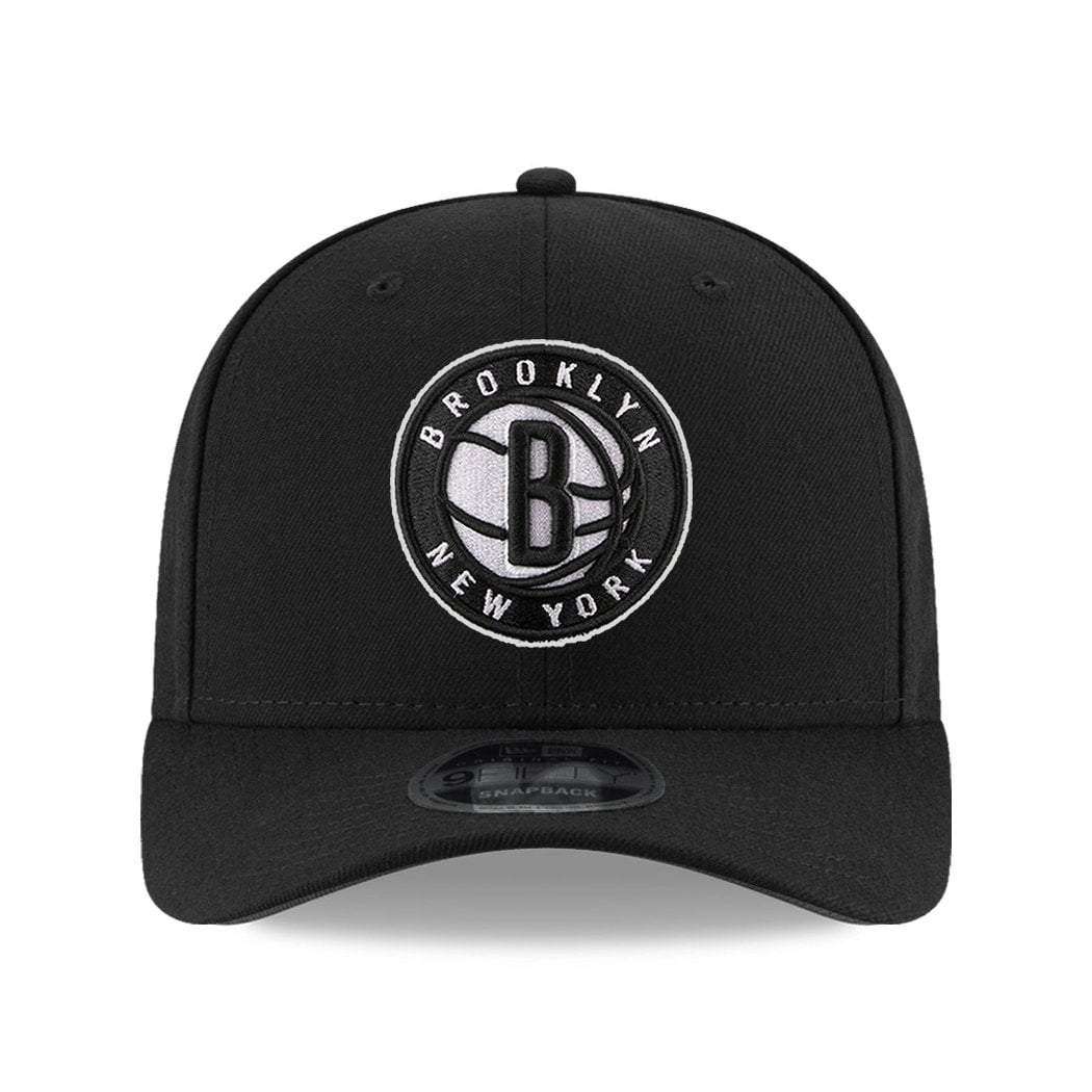 Brooklyn Nets New Era NBA Team Logo OF 9FIFTY Pre-Curved Snapback Hat - Black